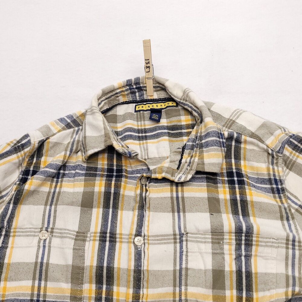 Prince & Fox Casual Button Up Long Sleeve Shirt Adult Mens Size Medium M White